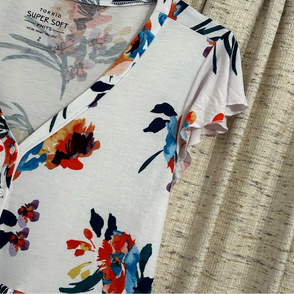 Torrid Super Soft Button Front Tiered Babydoll Top - image 3